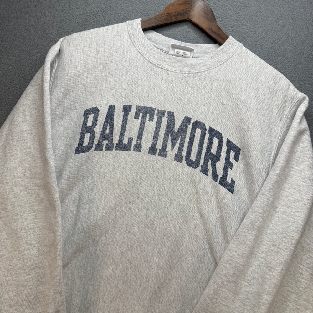 Champion Reverse Weave Baltimore Sweatshirt Mens Medium Gray Cotton Heavyweight